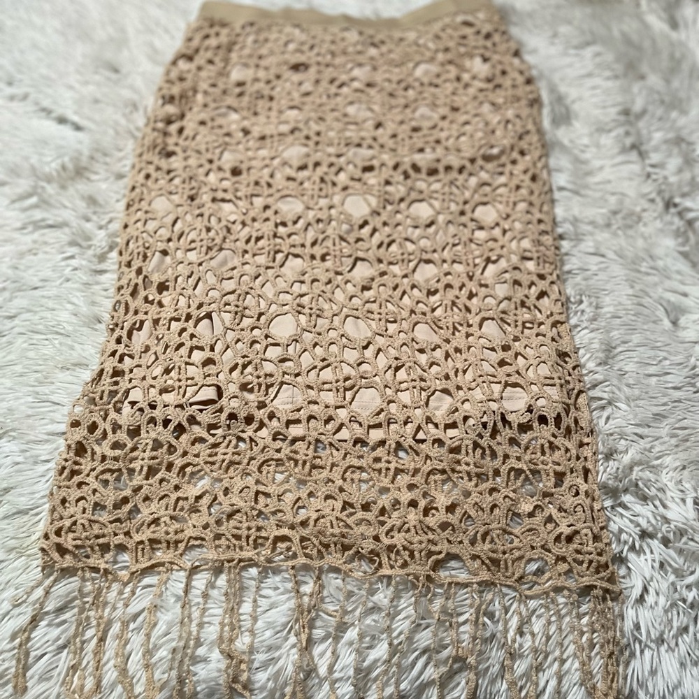 Cato macrame and fringe skirt